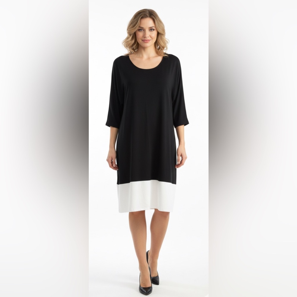 J. Jill Wearever Collection Black Ivory Soft Stretchy Dress Size Petite Small